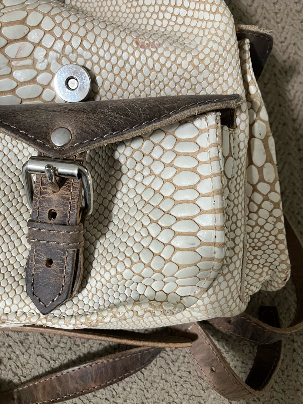 Freebird by Steven Brett Mini Backpack Leather Cream Snake Print - Picture 9 of 16